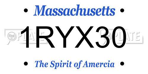 1RYX30 Massachusetts License Plate