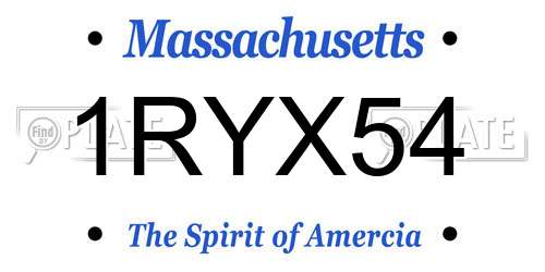 1RYX54 Massachusetts License Plate