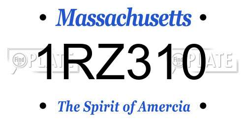 1RZ310 Massachusetts License Plate