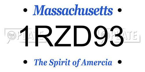 1RZD93 Massachusetts License Plate