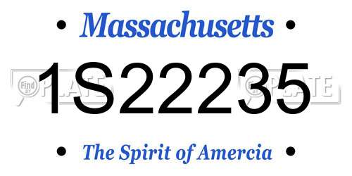 1S22235 Massachusetts License Plate