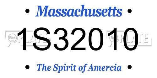 1S32010 Massachusetts License Plate