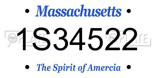 1S34522 Massachusetts License Plate