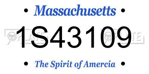 1S43109 Massachusetts License Plate