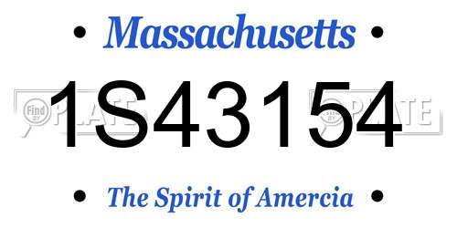 1S43154 Massachusetts License Plate