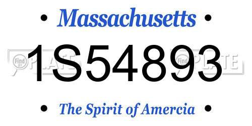 1S54893 Massachusetts License Plate