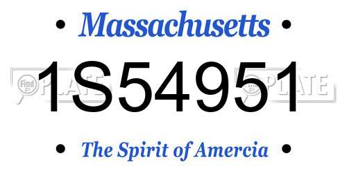 1S54951 Massachusetts License Plate