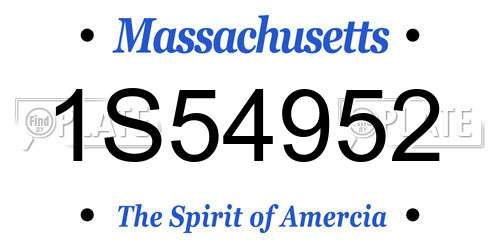 1S54952 Massachusetts License Plate