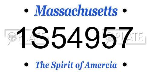 1S54957 Massachusetts License Plate