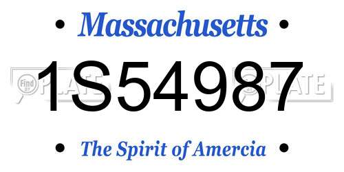1S54987 Massachusetts License Plate