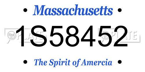 1S58452 Massachusetts License Plate