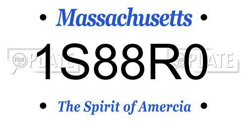 1S88R0 Massachusetts License Plate