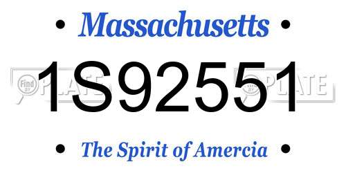 1S92551 Massachusetts License Plate