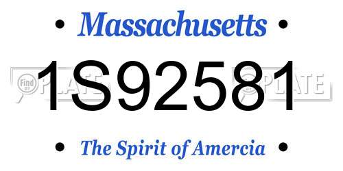 1S92581 Massachusetts License Plate