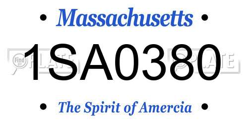 1SA0380 Massachusetts License Plate