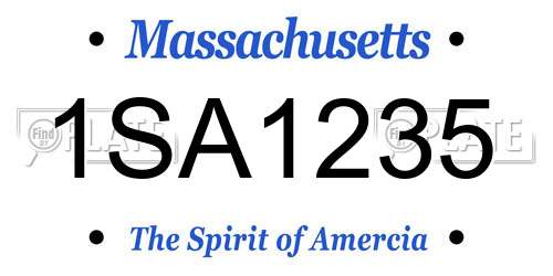 1SA1235 Massachusetts License Plate