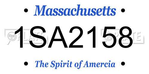 1SA2158 Massachusetts License Plate