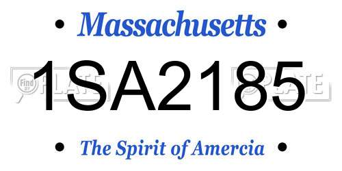 1SA2185 Massachusetts License Plate