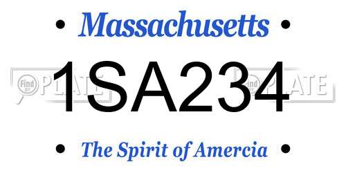 1SA234 Massachusetts License Plate
