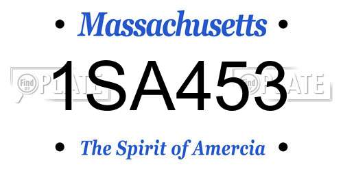 1SA453 Massachusetts License Plate