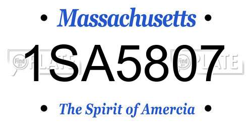 1SA5807 Massachusetts License Plate