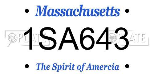 1SA643 Massachusetts License Plate