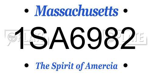 1SA6982 Massachusetts License Plate