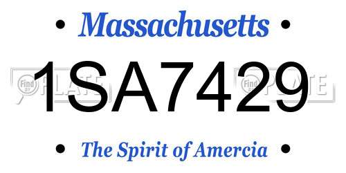 1SA7429 Massachusetts License Plate