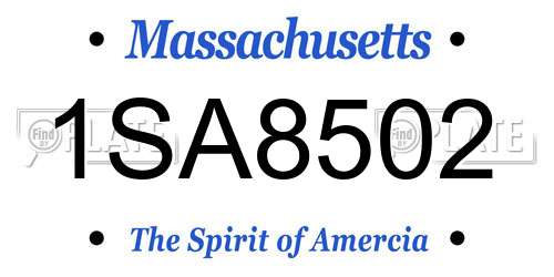 1SA8502 Massachusetts License Plate