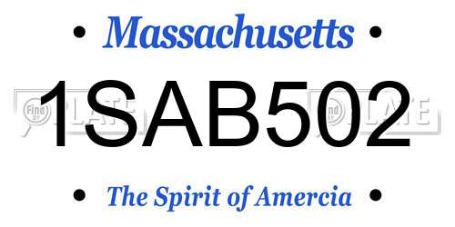 1SAB502 Massachusetts License Plate