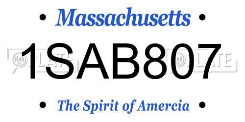 1SAB807 Massachusetts License Plate