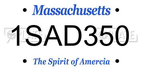 1SAD350 Massachusetts License Plate