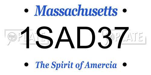 1SAD37 Massachusetts License Plate