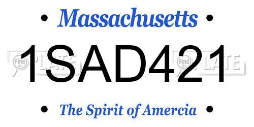 1SAD421 Massachusetts License Plate