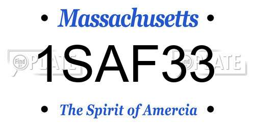 1SAF33 Massachusetts License Plate