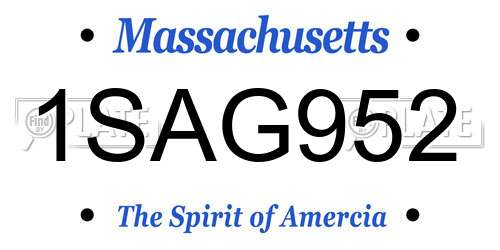 1SAG952 Massachusetts License Plate