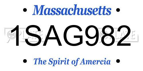 1SAG982 Massachusetts License Plate
