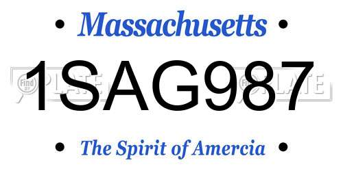 1SAG987 Massachusetts License Plate