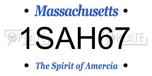 1SAH67 Massachusetts License Plate