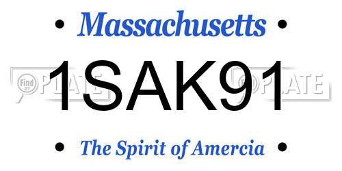 1SAK91 Massachusetts License Plate