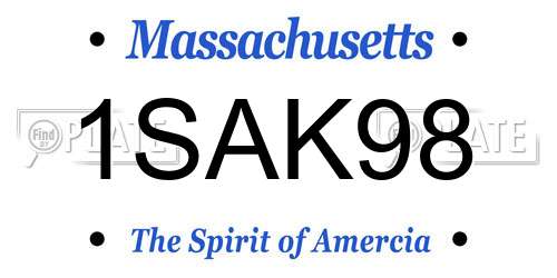 1SAK98 Massachusetts License Plate