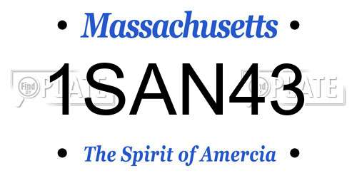 1SAN43 Massachusetts License Plate