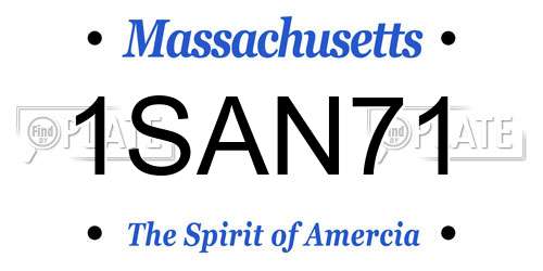 1SAN71 Massachusetts License Plate