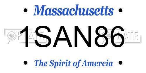 1SAN86 Massachusetts License Plate