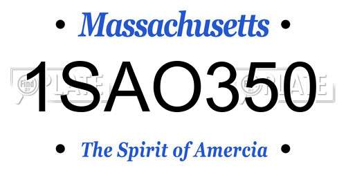 1SAO350 Massachusetts License Plate