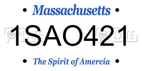 1SAO421 Massachusetts License Plate
