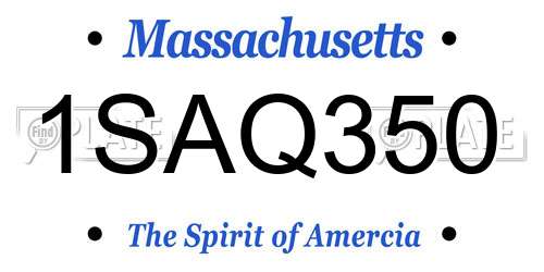 1SAQ350 Massachusetts License Plate