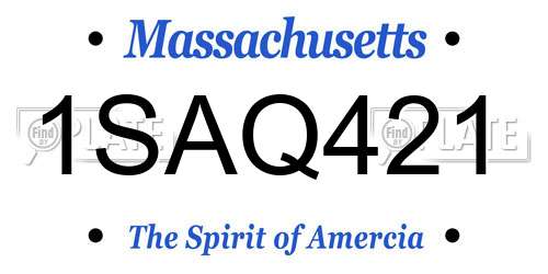 1SAQ421 Massachusetts License Plate