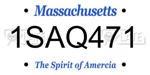 1SAQ471 Massachusetts License Plate