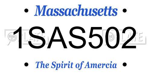 1SAS502 Massachusetts License Plate